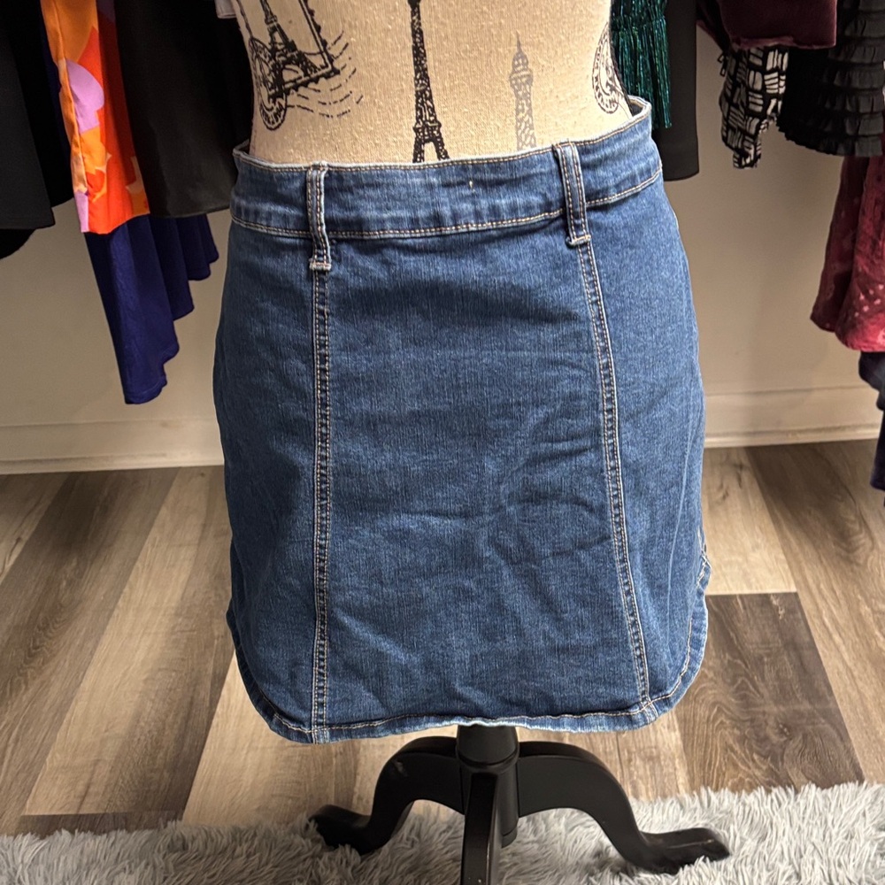 Altar'd State Denim Button-Front Mini Skirt - Picture 4 of 15
